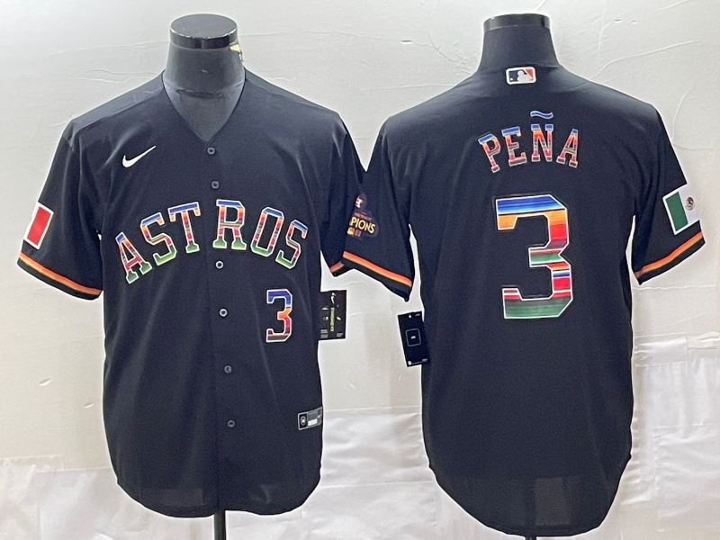 Men Houston Astros #3 Pena Black rainbow Nike Game MLB Jersey style 1->jacksonville jaguars->NFL Jersey